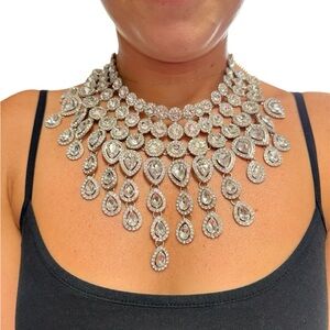 Christian Sirano Pear Drop Rhinestone‎ Statement Necklace Wedding NWT